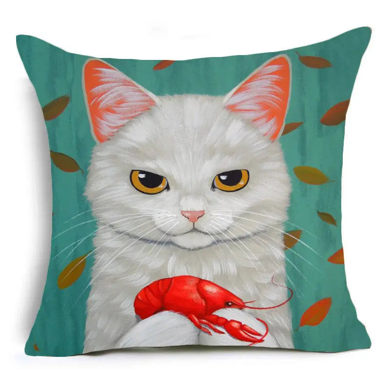 Cartoon Cat Pet Pillow Cover for Home Sofa Decor by Axyaa