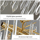 Axyaa Round Gold Crystal Chandelier - Modern Hanging Light for Kitchen, Living, Dining, Bedroom