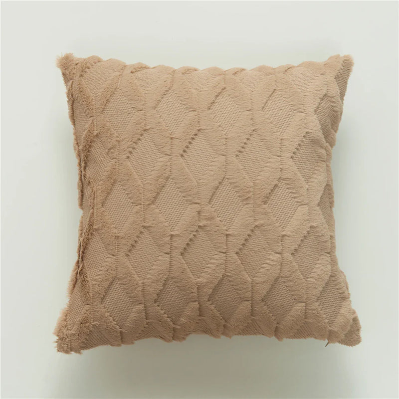 Geometric Plush Pillow Cover for Sofa, Nordic Home Decor by Axyaa