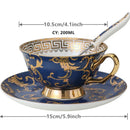 Axya Retro Ceramic Coffee Cup & Saucer Set - Classic British Style High Grade Porcelain