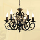 Axyaa Classic Vintage Black White Iron Chandelier 6/8 Lights E14 Bulb Home Ceiling Lamp