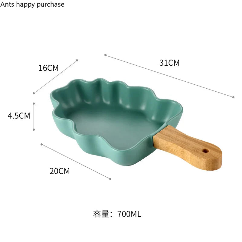 Axya Leaf Shape Ceramic Plate for Cheese, Risotto, and Fruit Salad