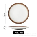 Axyaa Ceramic Striped Plate: Creative Retro Steak Spaghetti Sushi Restaurant Commercial Plate
