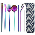 Axyaa Portable Travel Dining Set - Stainless Steel Cutlery with Pouch
