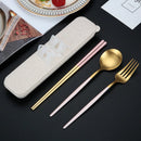 Axyaa Stainless Steel Cutlery Set with Box - Portable Dinnerware Kit