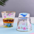 Axyaa Sakura Mount Fuji Glass Tea Cup - Double Bottom Drinkware