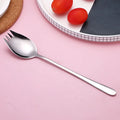 Axyaa Stainless Steel Long Handle Fork Spoon Set for Ice Cream Fruit Salad
