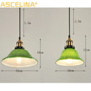 Axyaa Nostalgic Industrial Green Glass Pendant Light for Restaurant and Coffee Shop