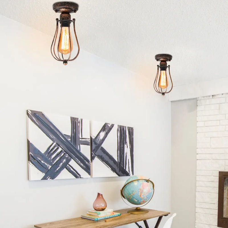 Axyaa Rustic Wire Metal Cage Wall Sconce E27 Adjustable Industrial Retro Wall Lamp