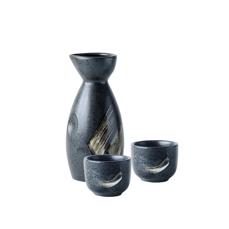 Axya Ceramic Sake Liquor Dispenser Set - Shabu Yellow Wine Cup, Small Glass