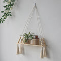 Axyaa Macrame Wood Wall Shelf: Boho Home Decor for Bedroom, Living Room, Nursery