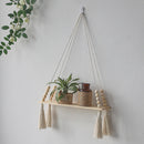Axyaa Macrame Wood Wall Shelf: Boho Home Decor for Bedroom, Living Room, Nursery