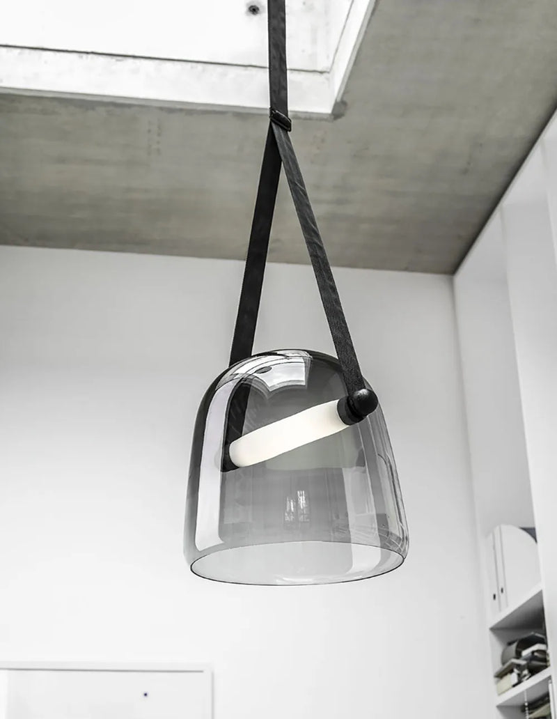 Axyaa Modern LED Glass Pendant Lights - Artistic Leather Designer Lamps for Living Room & Bedroom Decor