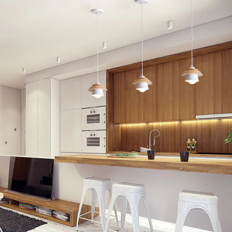 Axyaa Nordic LED Pendant Light - Modern Simplicity Iron and Wood Decoration