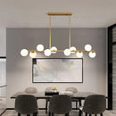 Axya Glass Ball Chandelier: Modern Horizontal Suspension Lighting for Dining Room