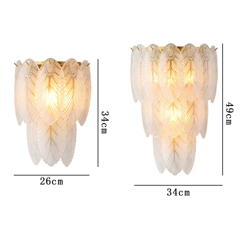 Axya Crystal Feather Wall Sconce: Modern Luxury for Living Room, Bedroom, or Restaurant