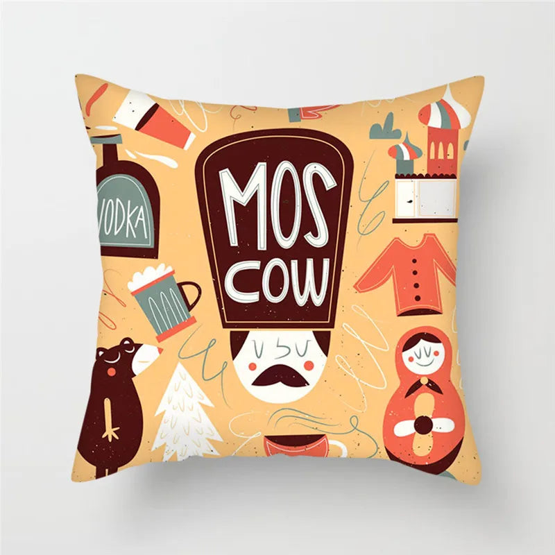 Axyaa Cartoon Doll Pattern Polyester Cushion Cover for Home Decor