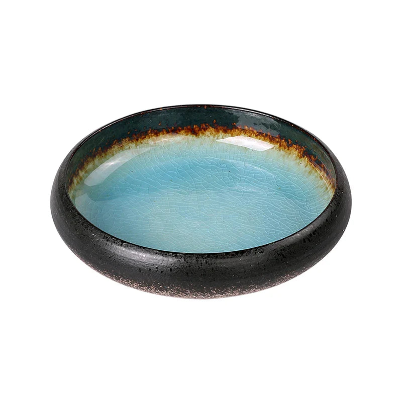 Axya Kiln Ice Glaze Ceramic Sushi Plate - Japanese Style Dish for Sashimi & Salad