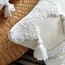 Axyaa Ivory Cushion Cover - Boho Style Tuft Tassels - Home Decor - Neutral Bedroom