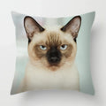 Axyaa Cat Face Print Throw Pillow Cover for Home Sofa Decor