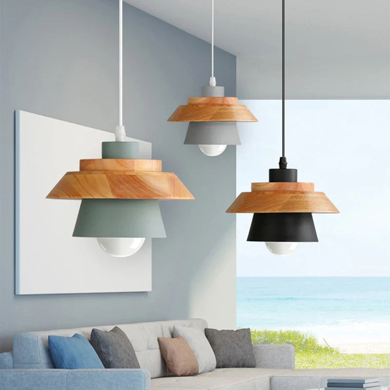 Axyaa Nordic LED Pendant Light - Modern Simplicity Iron and Wood Decoration