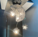 Axyaa Starry Moon LED Ceiling Light for Kids Room Chandelier