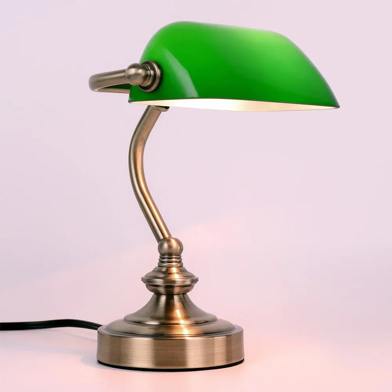 Axyaa Retro Green Glass Mini Table Lamp for Home and Office Settings