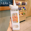Axyaa Square Pastel Straw Bottle: Large Capacity Cute Water Bottle for Travel & Outdoor Sports