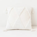 Axyaa Tufted Diamond Tassel Cushion Cover 45x45cm White Yellow Green Ambor