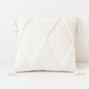 Axyaa Tufted Diamond Tassel Cushion Cover 45x45cm White Yellow Green Ambor