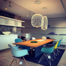 Axyaa Spokes Chandelier: Nordic Design LED Bird Cage Hanging Light for Home Decor