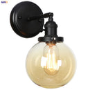 Axyaa Glass Ball Industrial Wall Sconce Black Loft Hallway Stair Bathroom Mirror Light
