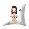 Axyaa Yoga Girl Printed Polyester Cushion Cover for Home Decor 45x45CM
