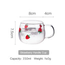 Axyaa Kawaii Strawberry Glass Water Pot Large Capacity Teapot Heat Resistant.