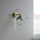 Axyaa Nordic Glass LED Wall Light with Switch, Pure Copper, Bedroom Living Room Stair Lamp