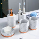 Axya 5-Piece Marbled Ceramic Bathroom Set