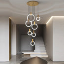Axyaa Wooden Ring LED Chandelier for Dining Room and Staircase Lighting