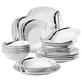 Axyaa 24-Piece Black Ceramic Tableware Set: Bowls, Dessert, Soup, Dinner Plates