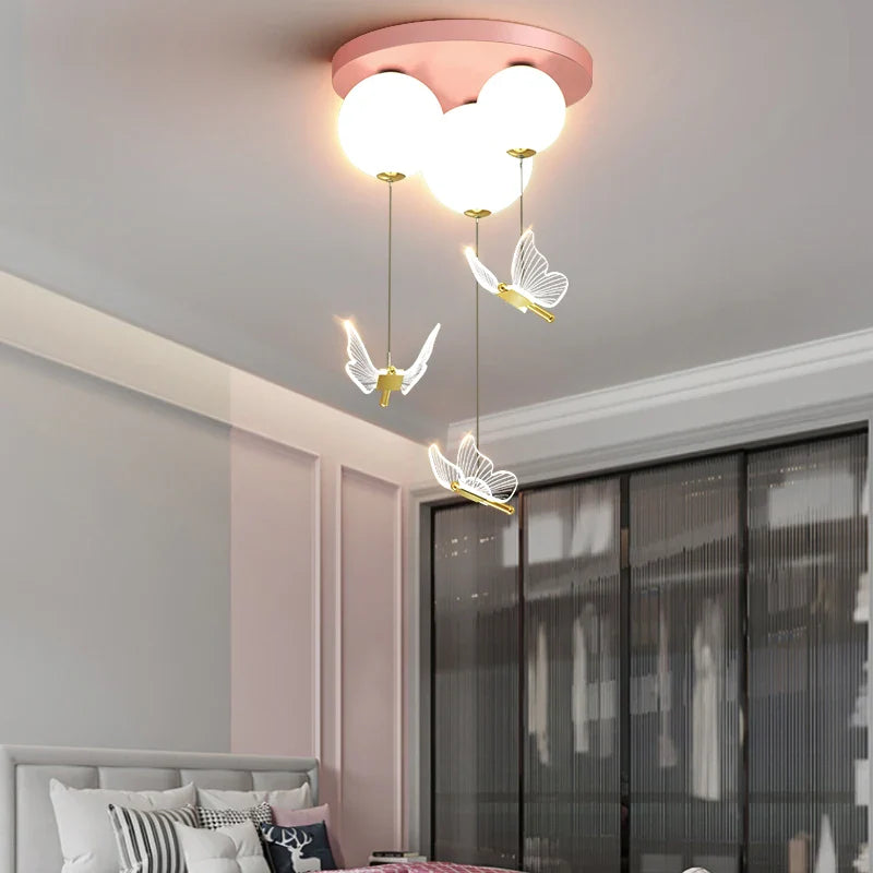 Modern Butterfly Ball Ceiling Lamp by Axyaa: Warm & Romantic Bedroom Pendant Light for Kids