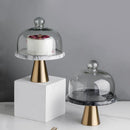 Axya Glass Cake Stand with Golden High-foot Cover Tray Kitchen Decoration Storage