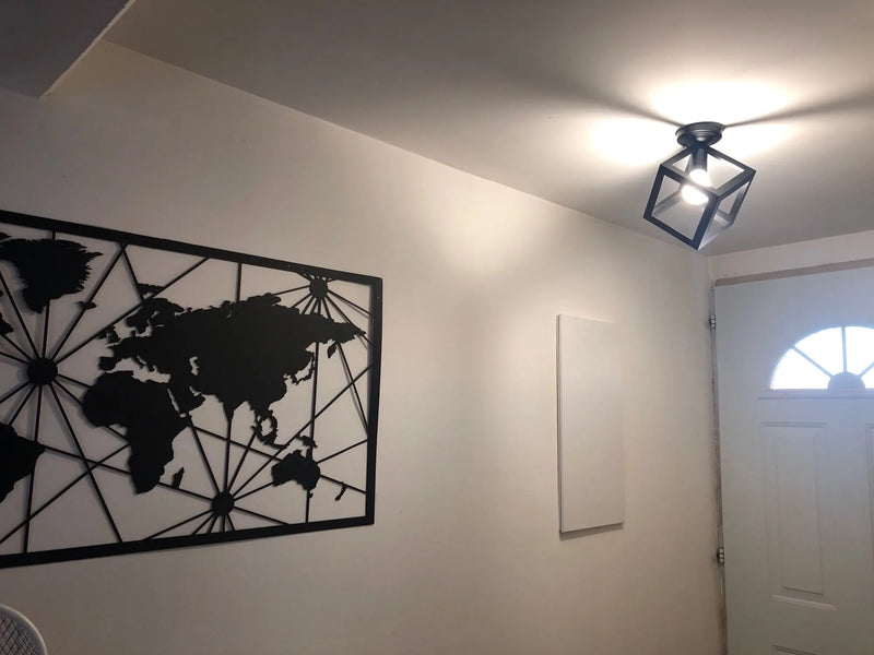 Axyaa Retro Iron Ceiling light for Living Room Bar Loft, Black Cage Fixture