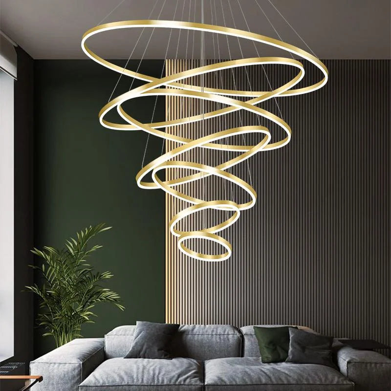 Axyaa Ring LED Chandelier: Modern Nordic Minimalist Villa Pendant Lamp