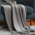 Axyaa Corn Grain Waffle Knit Blanket with Tassels