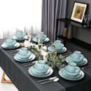 Axyaa Navia Oceano Blue 32-Piece Stoneware Dinner Set - 8*Dinner Plate, Dessert Plate, Bowl, Mug