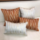 Axyaa Ivory Orange Geometric Faux Silk Pillow Case Cover 45x45cm/30x48cm