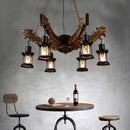 Axyaa Retro Industrial Solid Wood Chandelier for Cafe Restaurant Bar