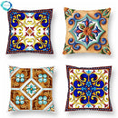 Axyaa Watercolor Geometric Flowers Polyester Cushion Cover Sofa Throw Pillow Cover