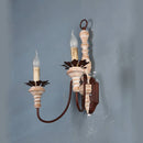 Axyaa Vintage Wood Wall Lamps - French Country Rustic Sconces for Bedroom Farmhouse Hallway