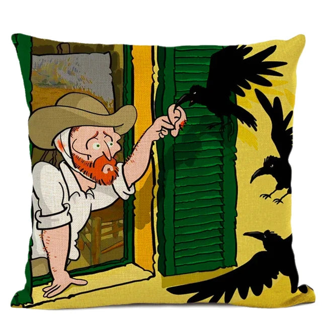 Van Gogh Self Portrait Cushion Cover by Axyaa - Home Decor