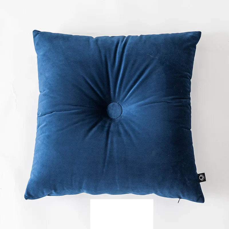 Axyaa Soft Velvet Button Cushion in Pink/Blue, 45x45cm